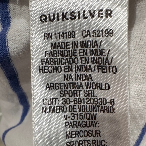 Quiksilver Striped Cropped Crewneck Surf Beach White Blue Pink T-Shirt Large - Picture 12 of 13